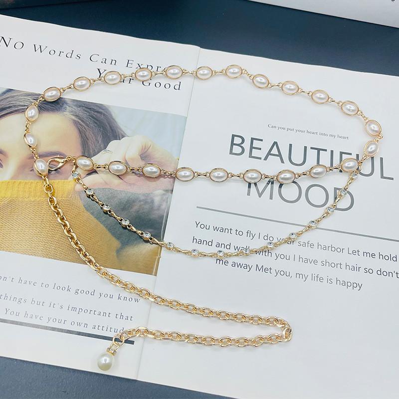 Y2k Metallic Waist Belt With Waterdiamond Embellishments For Female Fashion