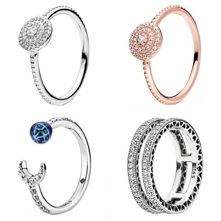 Оригинальное элегантное кольцо из серебра 925 пробы с розами и двойными сердцами для женщин в подарок на день рождения в Европе