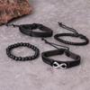 4pcs / Set Boys' Leather Bracelet Woven Bracelet Vintage Boys' Birthday Gift Jewelry Wristband Leather Bracelet