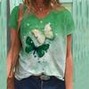 Summer V-neck 3D Butterfly Printed Top Fashionable Casual Short Sleeved Women's T-shirts