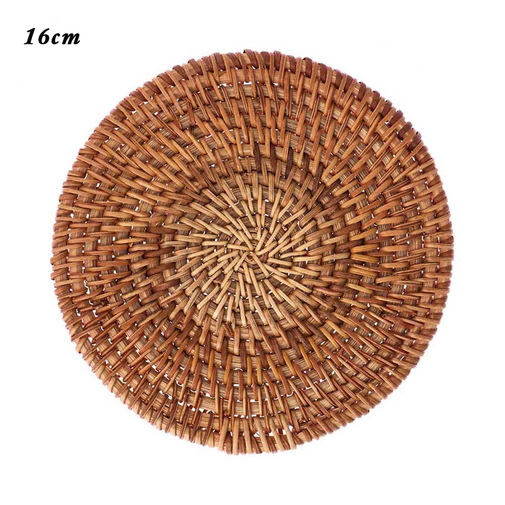 Round Kitchen Handmade Cup Mats Table Padding Bowl Pad Rattan Coasters
