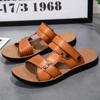 Модные повседневные кожаные мужские сандалии для отдыха на лето, пляжные туфли на плоской подошве, праздничные мужские тапочки в стиле ретро, шлепанцы двойного назначения, быстросохнущие, плоские