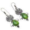 Green Turquoise Gemstone Handmade Gift For Her Silver Jewelry Earrings 2"