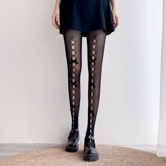 Женские колготки в стиле Лолиты, декорированные бантом, облегающие Нескользящие женские колготки в стиле Лолиты, одежда для сценического шоу