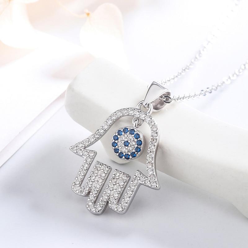 Серебряное ожерелье S925 Palm Turkish Eye с подвеской, модное, индивидуальное, из стерлингового серебра для женщин
