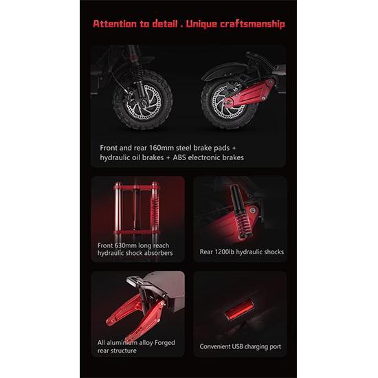 Электросамокат Boyueda S5, оснащенный двигателем мощностью 6000 Вт и аккумулятором 60 В 38 Ач, может проехать до 120 км и развивает максимальную скорость 85 км/ч.