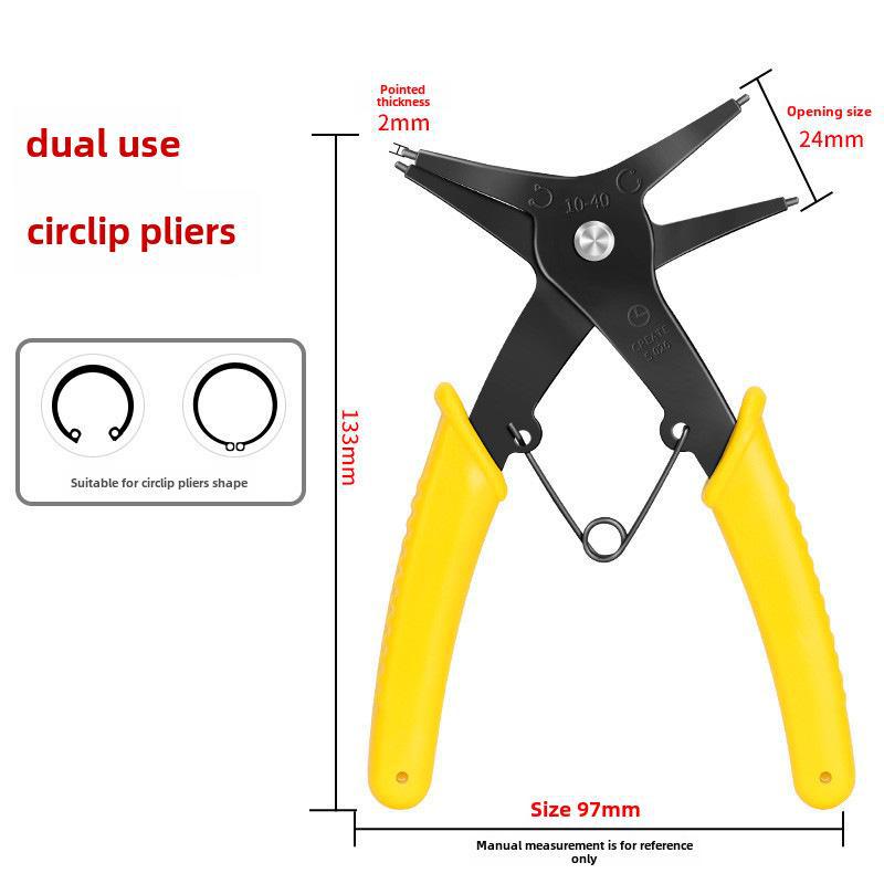 Многофункциональные плоскогубцы для стопорных колец двойного назначения: 2-в-1, внутренний/внешний, плоская/изогнутая головка, подпружиненный, для стопорных колец и валов