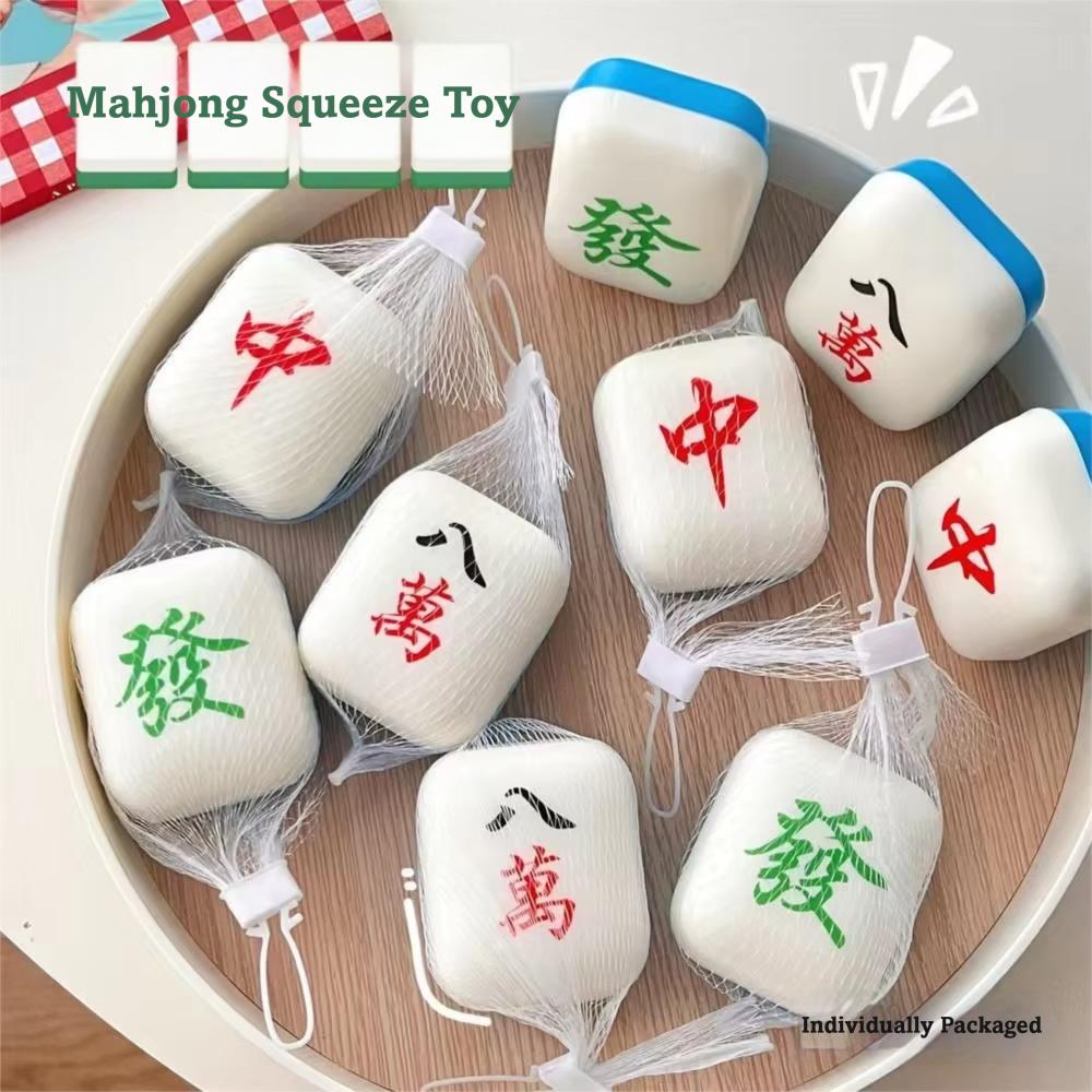 6-Sided Dice Stress Relief Toy PU Mahjong Shape Toy Funny Slow Rising Squeeze Toy for Collection