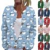 Women's Fashion Christmas Printed Long Sleeve Knitted Cardigan Button Down Jacket