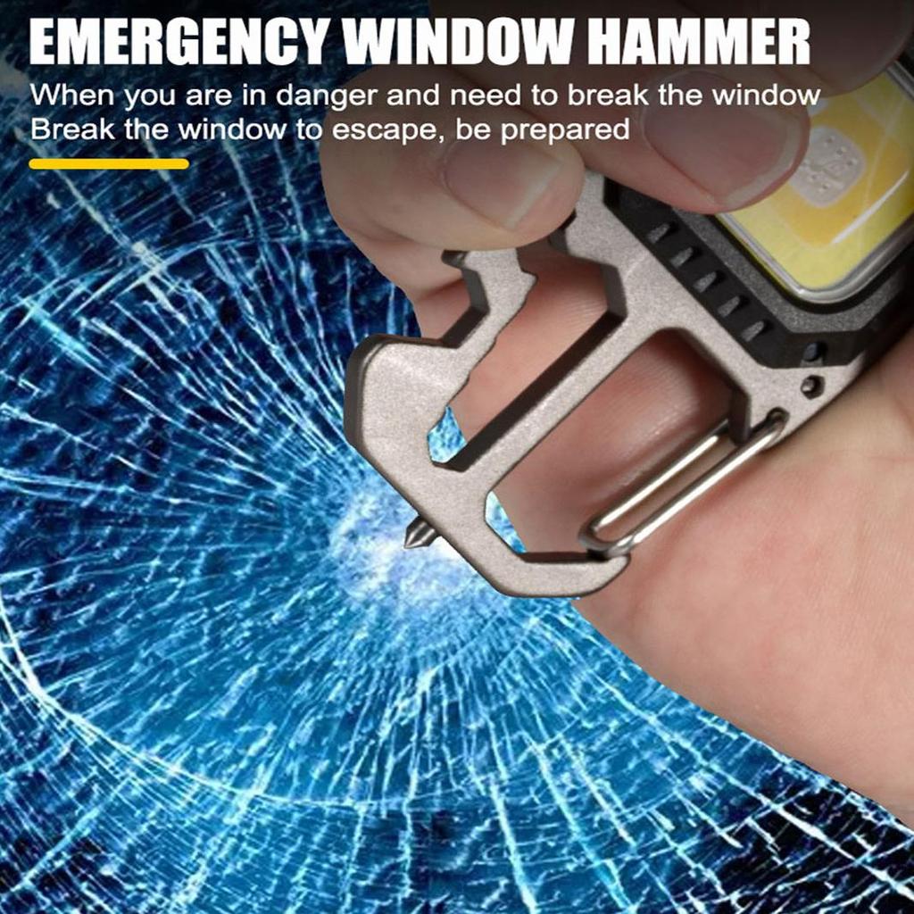 Mini LED Work Lights Portable Keychain Flashlight Outdoor Camping COB Lamp With Wrench Emergency Broken Window Bottle Open Ligh