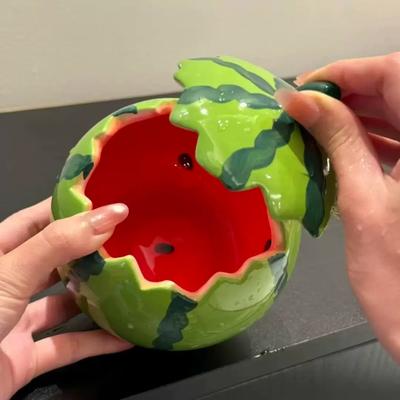 Винтажная керамическая ваза в форме арбуза, Уникальный ретро цветочный горшок для домашнего декора, Идеально подходит для гостиной, книжной полки, каминной полки, Декор арбуза