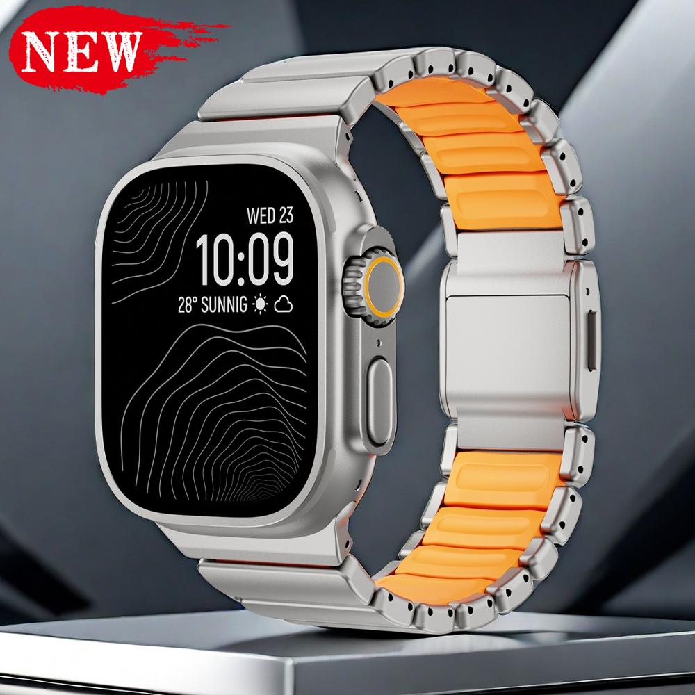 Нержавеющая сталь+Резиновый ремешок для Apple Watch Ultra 3 49мм Серии 11 10 46мм Наручный ремешок для активного отдыха для IWatch 9 8 7 6 SE3 44мм 45мм