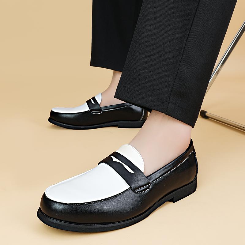 Новые дизайнерские пенни-лоферы для джентльменов, мужские остроносые, черные с белым, слипоны, свадебная обувь, формальная обувь