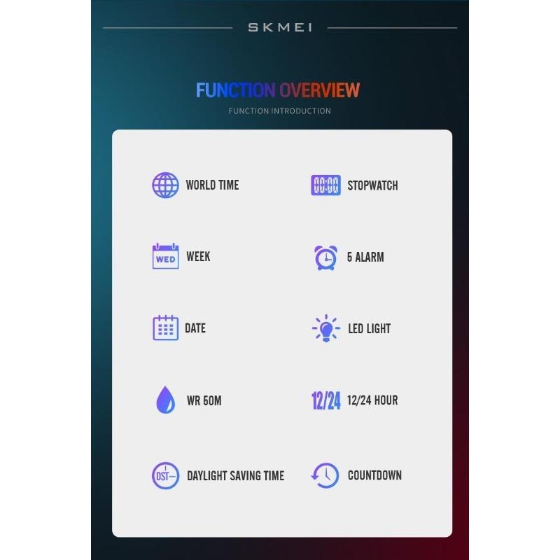 Skmei 2100 уличные мужские цифровые часы с цветным светодиодным дисплеем, водонепроницаемые ударопрочные мужские наручные часы