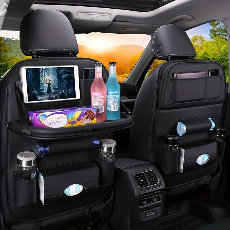 Premium All-in-One Car Back Seat Organizer Foldable Table, Kick Mats, Tissue Box, Cup & Umbrella Holders, Laptop Station, and Car Eating Tray