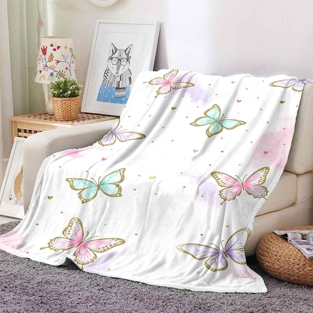 1Pc Butterfly Watercolor Background Blanket Soft And Comfortable Casual Warm Camping Travel Christmas Halloween Xmas Gift Em92856