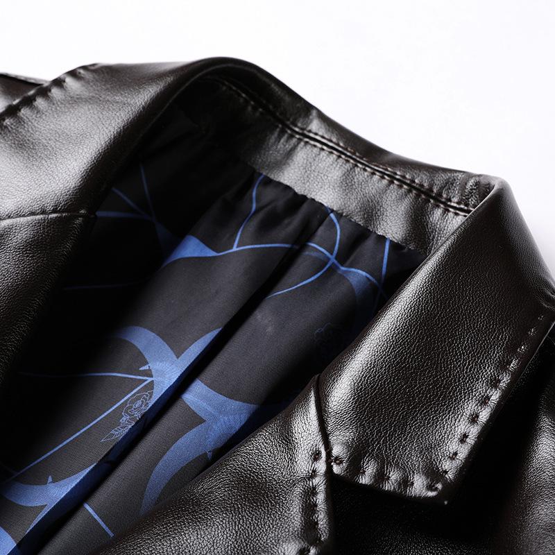 Кожаная куртка мужская осенне-зимняя новая мужская мягкая кожаная куртка с воротником куртка мужская повседневный кожаный костюм с двумя пуговицами