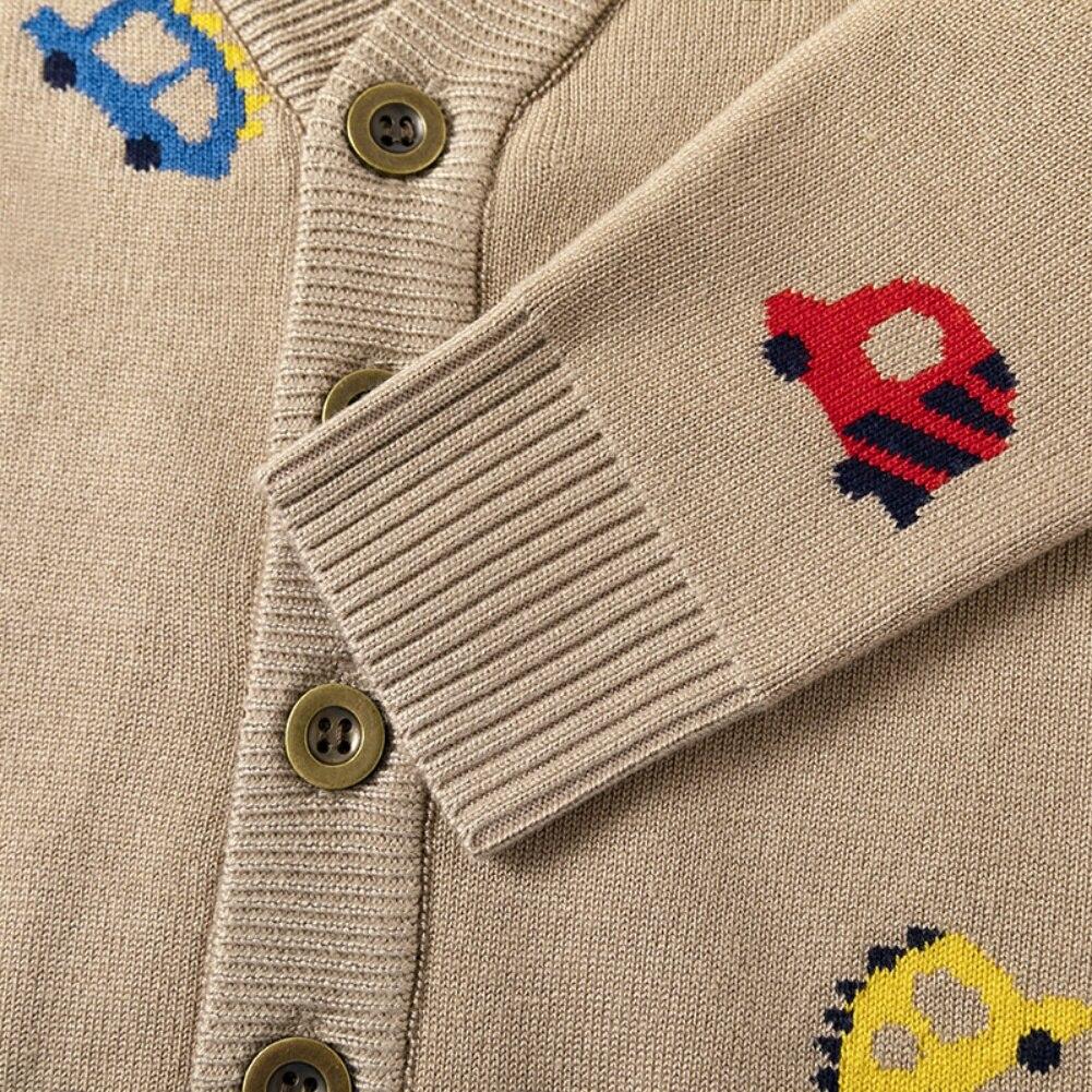 Spring And Fall Children Cardigans Cartoon Car Print Sweater Cardigans Jacket Coat Boys Toddler Kids Clothing