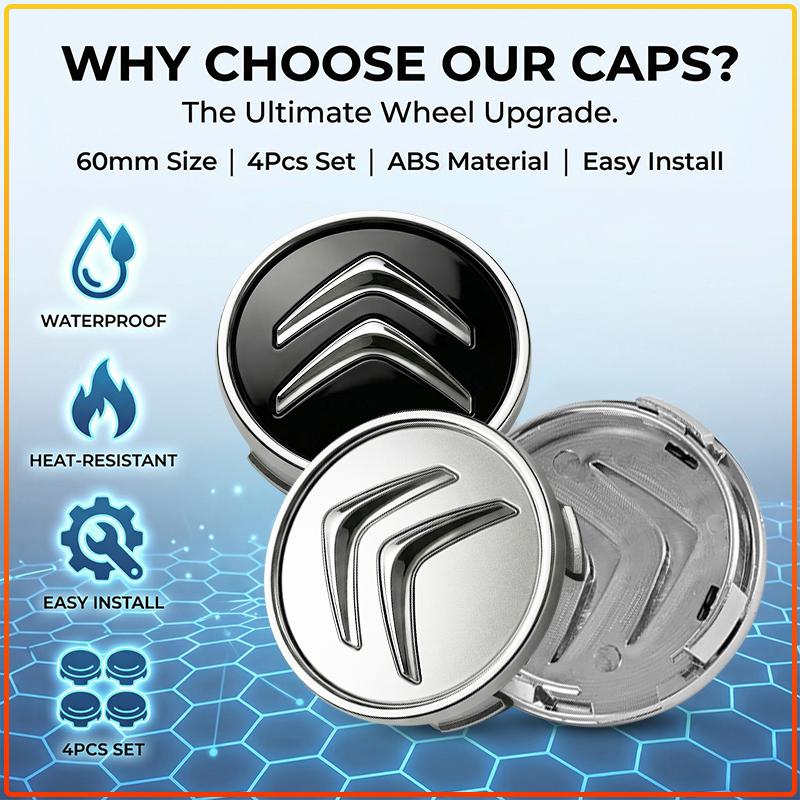4Pcs 60MM Car Wheel Center Cap Emblem Hub Covers Badge Auto Accessories For Citroen C2 C3 C4 C5 C6 C1 DS3 DS4 DS5 DS7 Xsara Berlingo Saxo Picasso