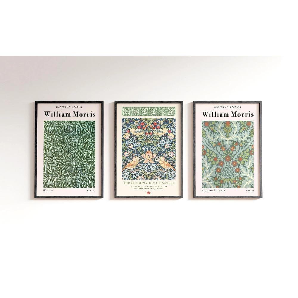 Set Flowers By William Morris Floral Botanical Modern Art Print Canvas Poster Autumn Flowers Illumination of Nature Willow Gift