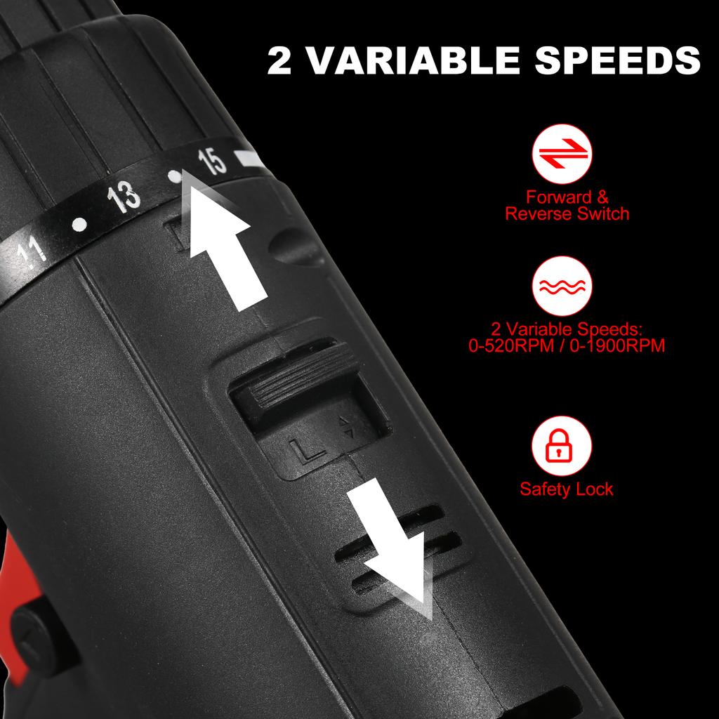 Набор бесщеточных дрелей 12 В, эффективный и долговечный, с многофункциональными аксессуарами Черный, Великобритания