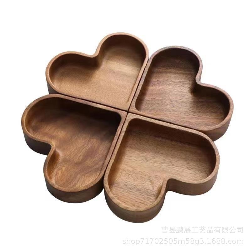 Heart-Shaped Wooden Serving Trays for Home Decor & Food - Decorative Wood Trays for Candy, Sushi, Dessert, Valentine’s Day Gift