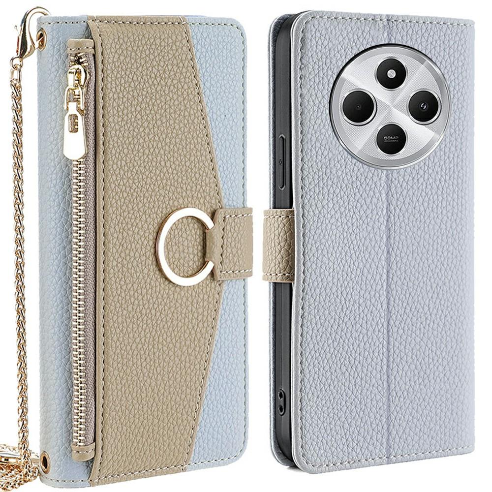 Leather Case For Xiaomi Redmi 14C 4G/14R 5G/A4 5G/Poco C75 4G Mirror Wallet Phone Cover with Chain Shoulder Strap