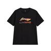 Li-Ning Letter Print Loose Round Neck Short Sleeve T-Shirt Unisex Tops Black AHSVA75-1