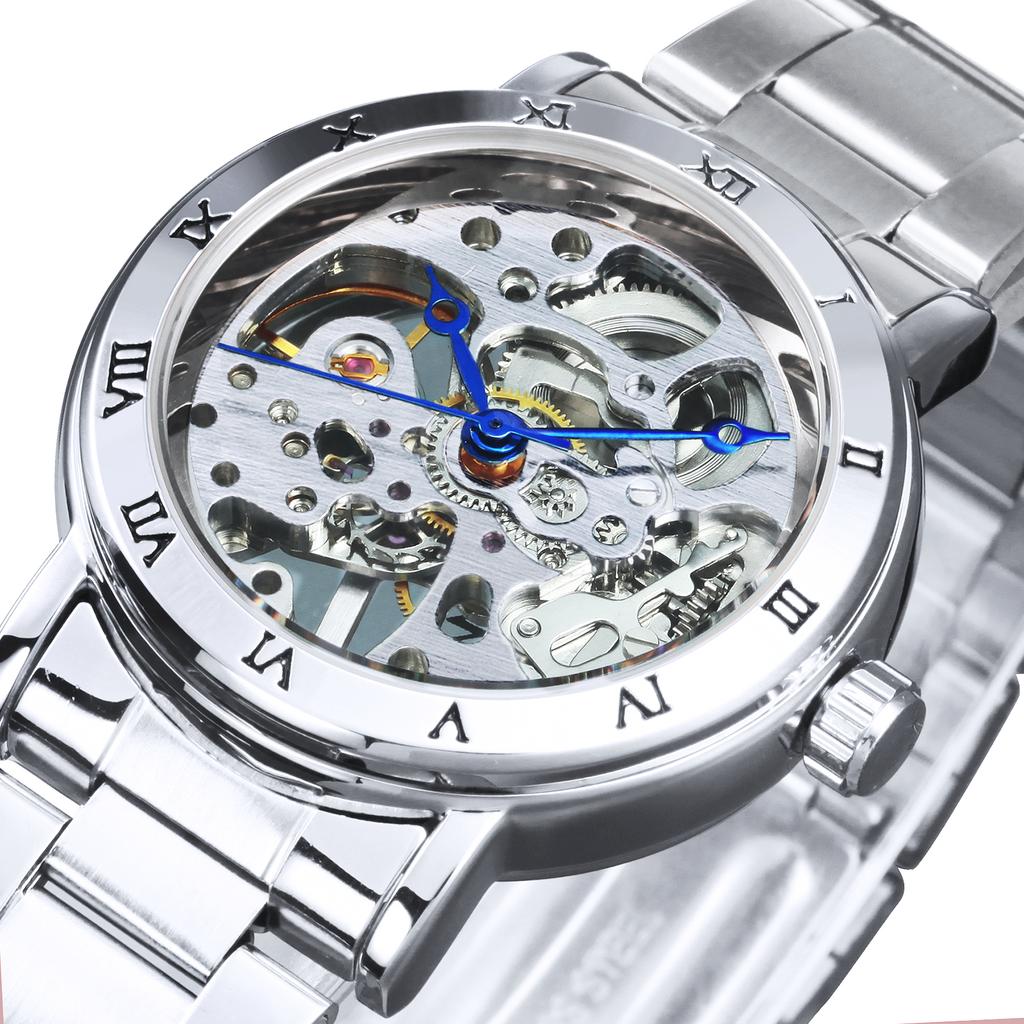 WINNER Модные Бизнес Механические Часы для Женщин Люксовый Бренд Скелетон Элегантные Женские Часы Ремешок из Нержавеющей Стали Унисекс