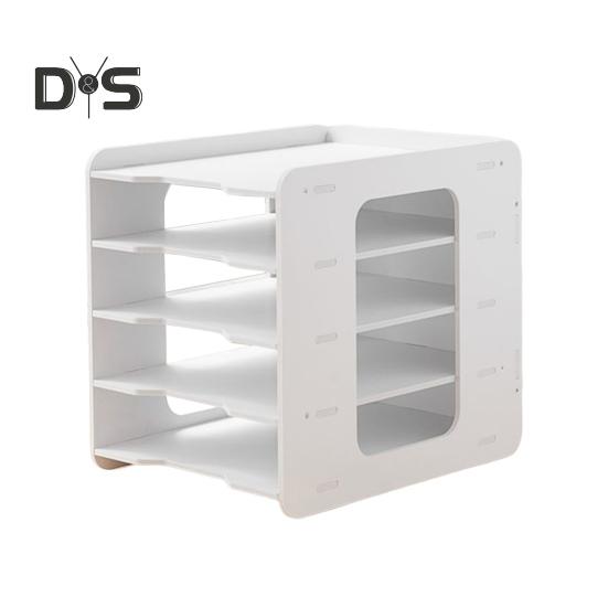 Стеллаж для хранения файлов, настольный органайзер, большая вместимость, многослойная конструкция с перегородками, простая сборка держателя файлов