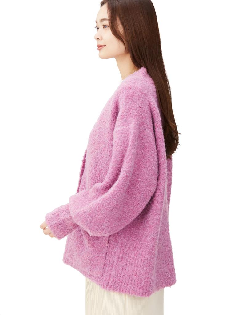 Emi Boucle Knit Pink Cardigan, 13WNT235052, Women's,