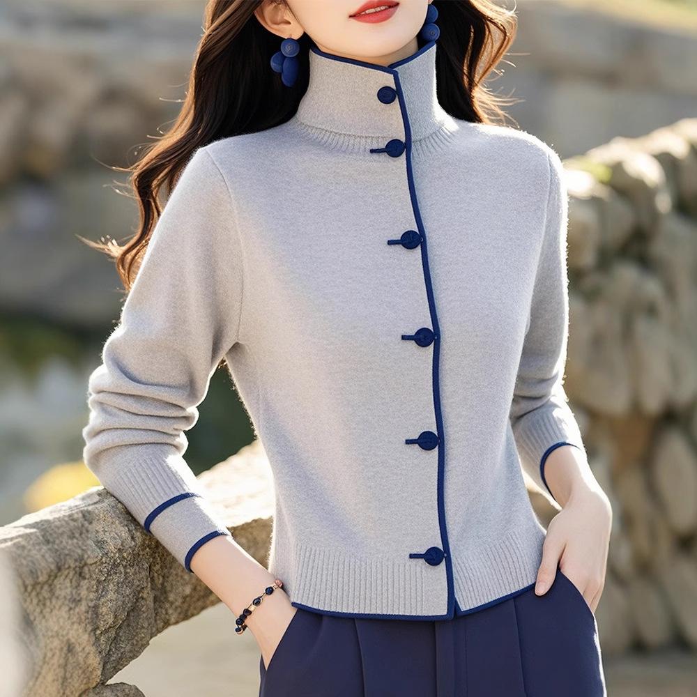 Зимний Модный, Модный, Нишевый, Легкая Роскошь, Высококлассный и Повседневный, Свитер в Ленивом Стиле, Водолазка, Теплый Свитер для Женщин