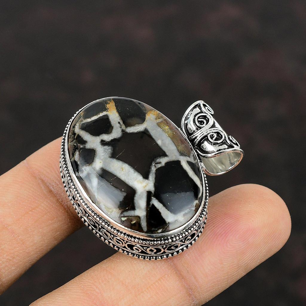 Moroccan Mud Crack Fossil Pendant 925 Sterling Silver Pendant Top Quality Gemstone Jewelry Handmade Pendant Vintage Pendant Gift For Friend