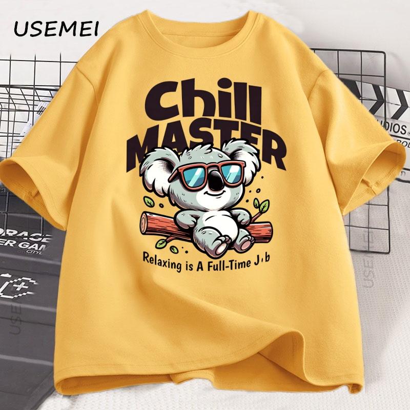 Chill Master Koala T Shirt Funny Koala Graphic Tee Animal Lover Gift Unisex Women Summer Casual Cotton Loose Tshirt Male Clothing