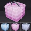 Portable Clear Plastic Jewelry Storage Box 3 Layers Container for Crafts