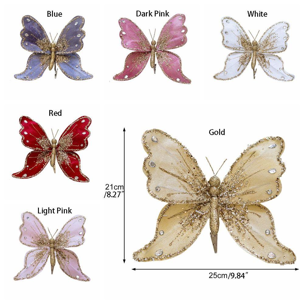 Handmade Christmas Butterfly Pendant With Clip Christmas Tree Pendant Party Supplies