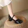 2024 New Hot-selling Women's Single Shoes Thick Heel Mary Jane Women's Single Shoes Solid Color Slip-on Spring and Autumn