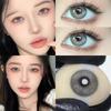 MillCreek Doll Eye 2PCS Contact Lens Soft Color Contacts Graded with Solution  Blue Gray 14.2MM Eye Yearly Use