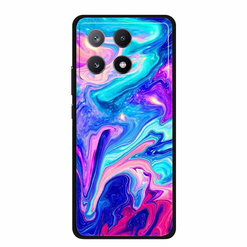 Чехол с мраморным узором для Poco X6 Pro Прозрачный бортик Funda для Xiaomi Poco X 6 Pro Мягкий прозрачный Coque Цветная задняя панель