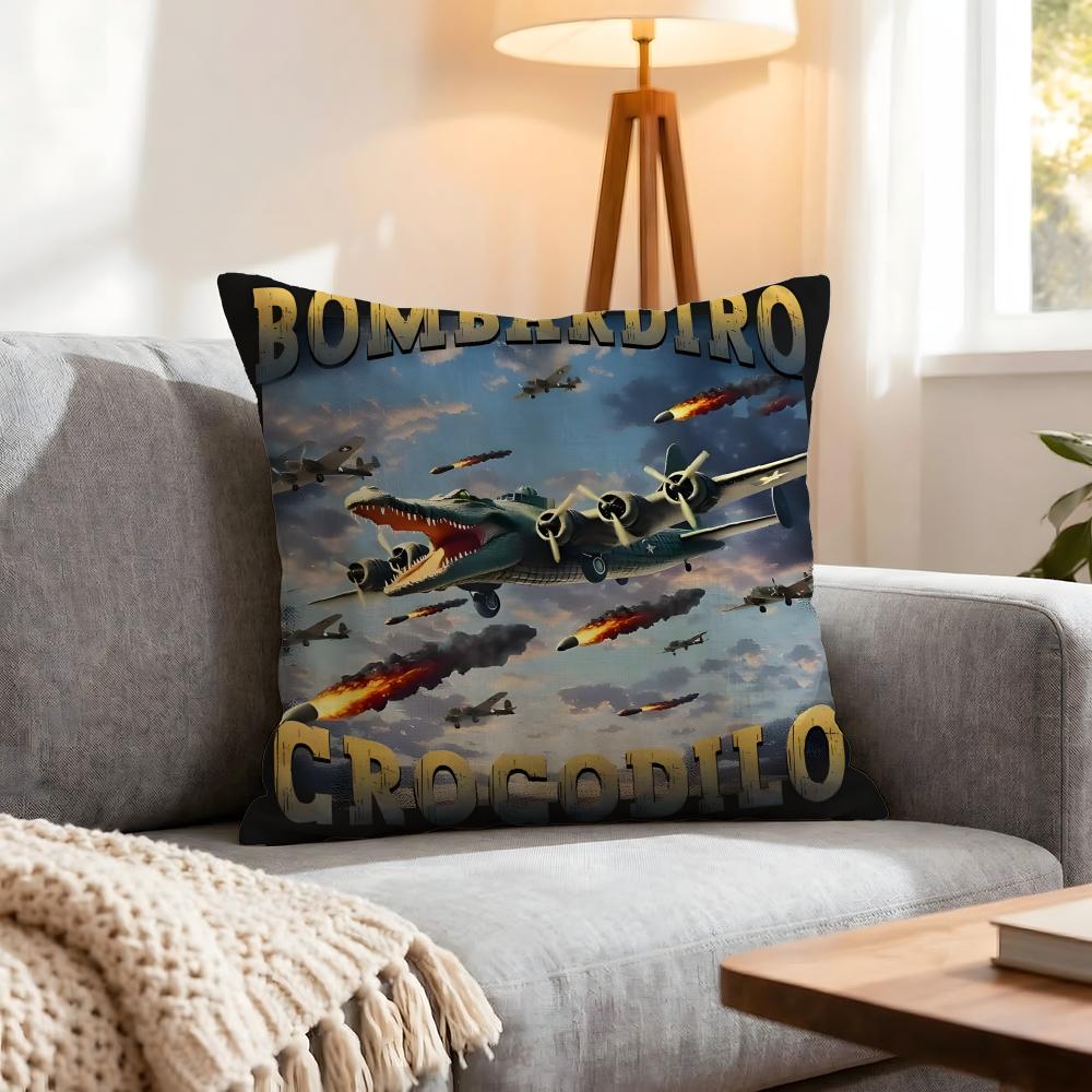 Meme Italian Brainrot Cushion Cover 1Pcs Decorative Covers Soft Cushion Case For Sofa Couch Decor 40X40 45X45 Pillowcases