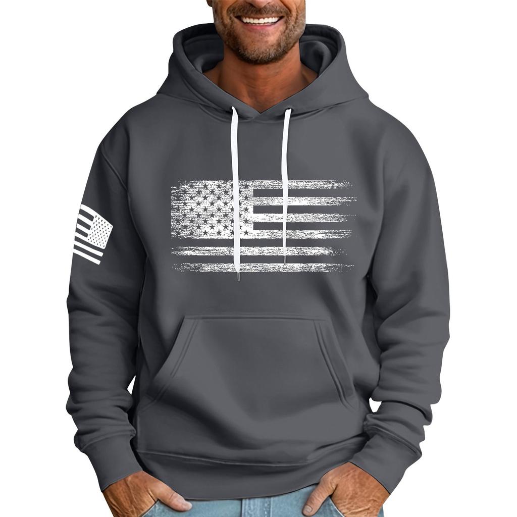 Мужская свободная толстовка с капюшоном и принтом флага, мужская повседневная модная спортивная толстовка