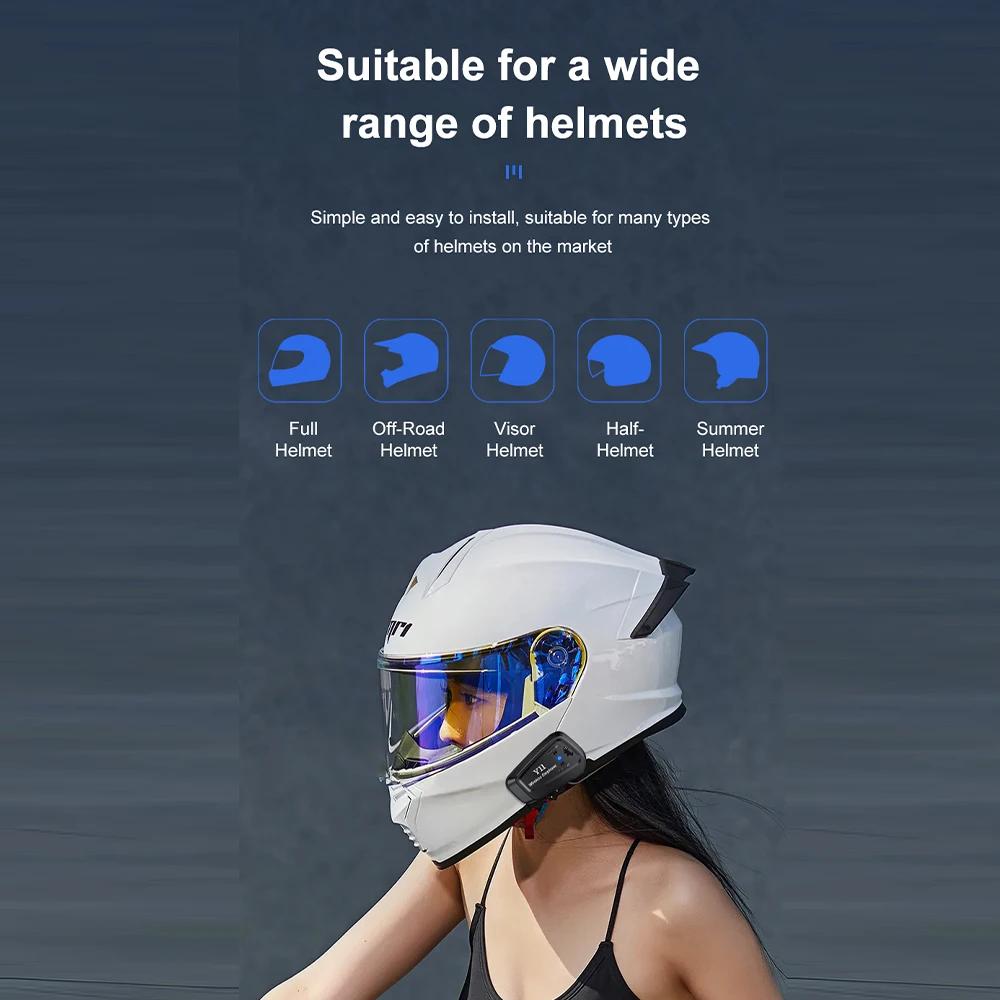 Y11 Беспроводная гарнитура для шлема мотоцикла Bluetooth5.3, комплект громкой связи, водонепроницаемый музыкальный плеер, динамик, наушники