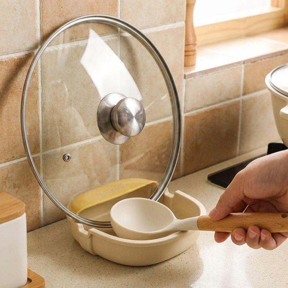 Hanging Silicone Kitchen Pot Lid Holder Heat-Resistant Soup Spoon Rack Spoon Rest Cookware Storage