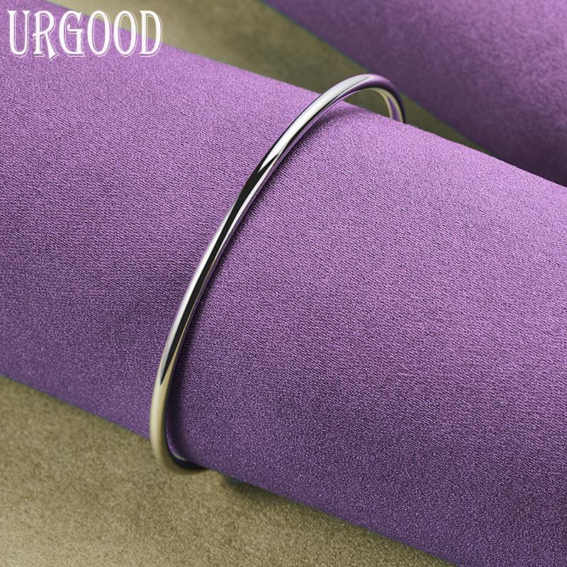 Ювелирные изделия из открытого браслета из стерлингового серебра 925 пробы с гладким однотонным бисером