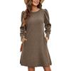 Women Casual Sweater Dress Winter Knitted Sundress Wiht Pockets Long Sleeve Tunic Clothes Keep Warm Midi Dresses