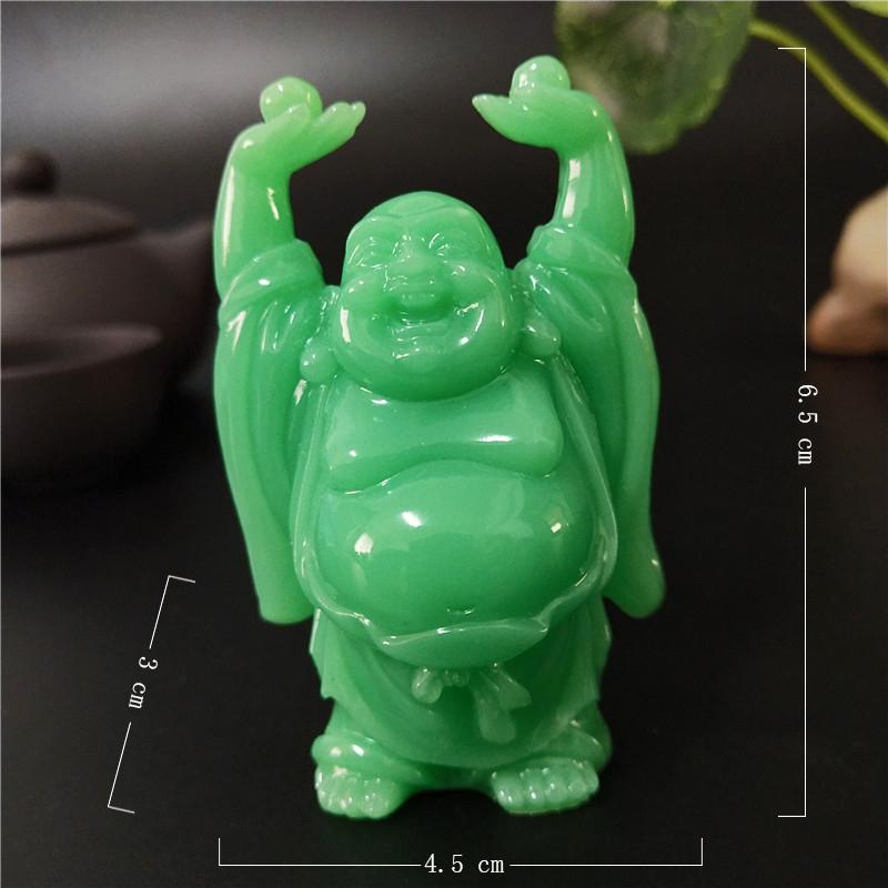 Glowing Laughing Buddha Statue Sculpture Man-made Jade Stone Home Decoration Feng Shui Lucky Maitreya Buddha Statues Figurines