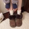 2025 осень и зима новые маффины с волосатым голенищем, зимние ботинки женские, корейская версия, короткие, на толстой подошве, с круглым носком, с ремешком и пряжкой, хлопковые ботинки