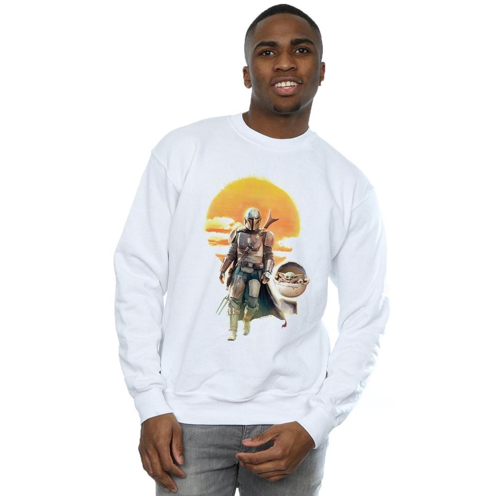 Star Wars Mens The Mandalorian Sunset Poster Sweatshirt