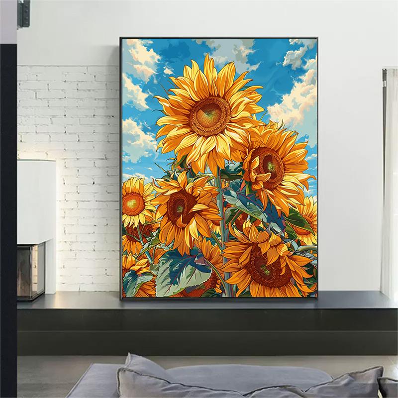 5d DIY Алмазная картина вышивка крестом Подсолнух Алмазная вышивка Цветы Мозаика Полный Круглый Дрель Домашний Декор