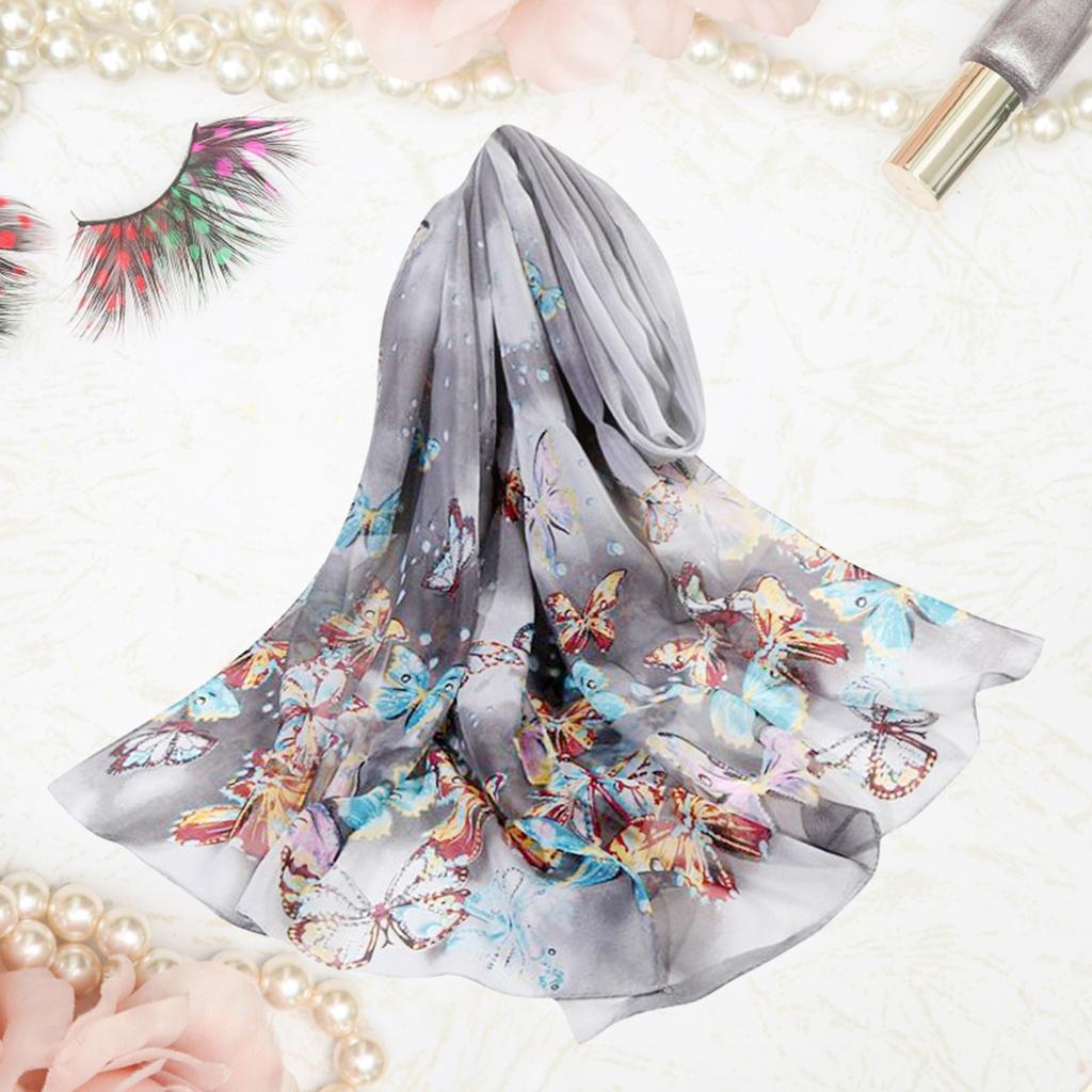 Korean Version Of Chiffon Silk Scarf Butterfly Scarf Gauze- Seaside Sunscreen Shawl